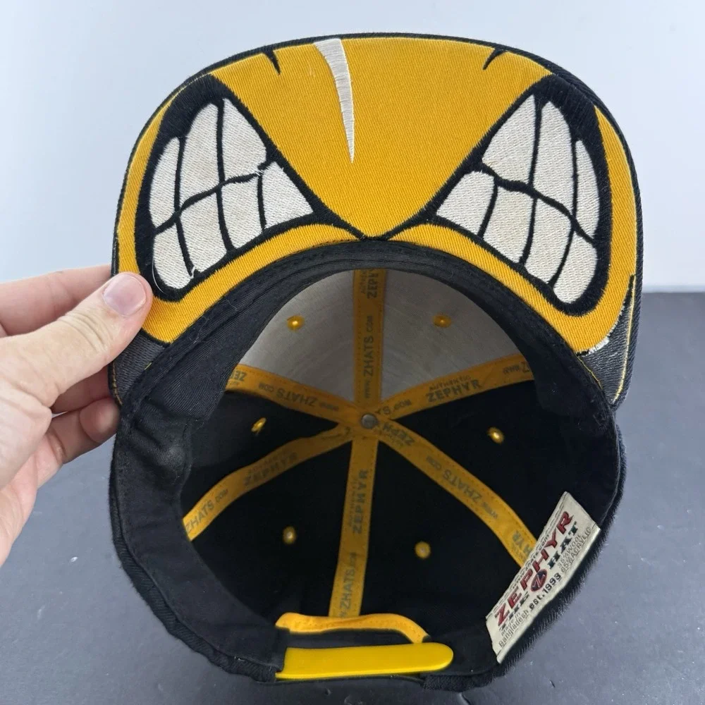 Zephyr Iowa Hawkeyes Oversized Logo Snapback Hat Black Gold NCAA Cap OSFM